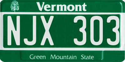 VT license plate NJX303
