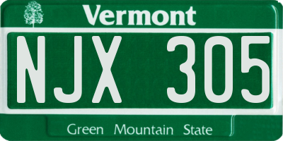 VT license plate NJX305