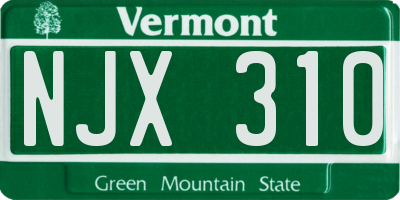 VT license plate NJX310