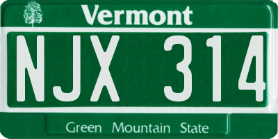 VT license plate NJX314