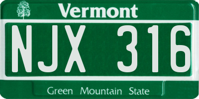 VT license plate NJX316