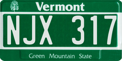 VT license plate NJX317