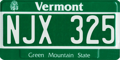 VT license plate NJX325