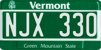 VT license plate NJX330