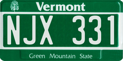 VT license plate NJX331