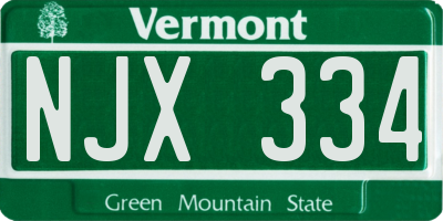 VT license plate NJX334