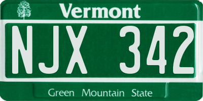 VT license plate NJX342
