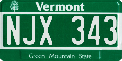 VT license plate NJX343