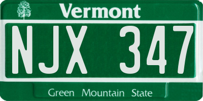 VT license plate NJX347