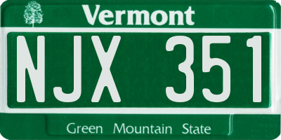 VT license plate NJX351