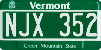 VT license plate NJX352