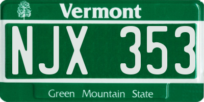 VT license plate NJX353