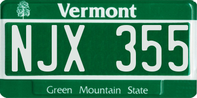 VT license plate NJX355