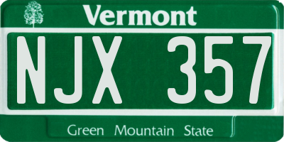 VT license plate NJX357