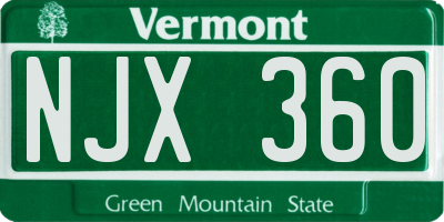 VT license plate NJX360