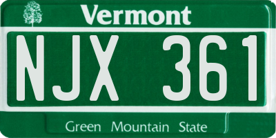 VT license plate NJX361