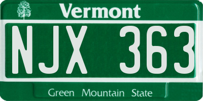 VT license plate NJX363