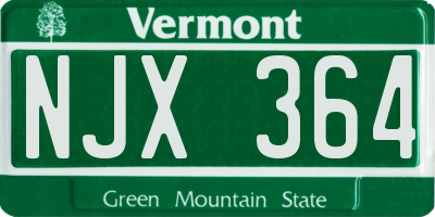 VT license plate NJX364