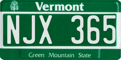 VT license plate NJX365