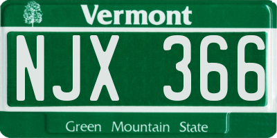 VT license plate NJX366