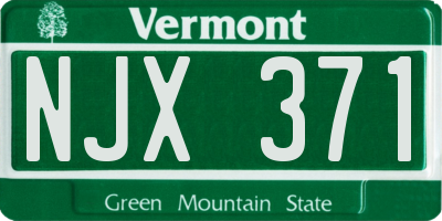 VT license plate NJX371