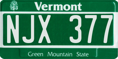 VT license plate NJX377