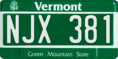VT license plate NJX381
