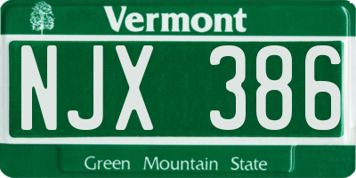 VT license plate NJX386