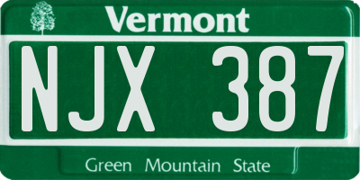 VT license plate NJX387