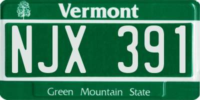 VT license plate NJX391