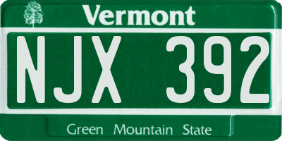 VT license plate NJX392