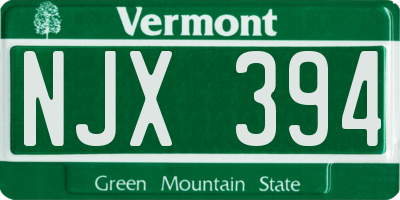 VT license plate NJX394