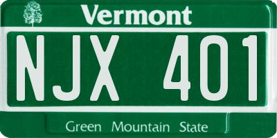 VT license plate NJX401