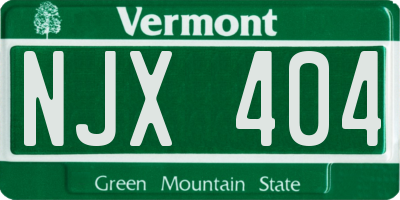VT license plate NJX404