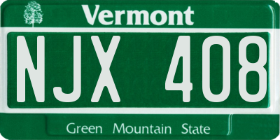 VT license plate NJX408