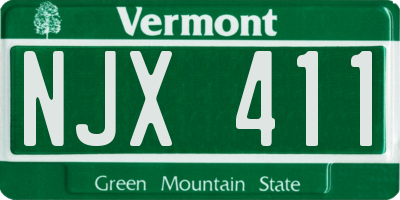 VT license plate NJX411