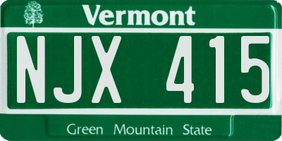 VT license plate NJX415