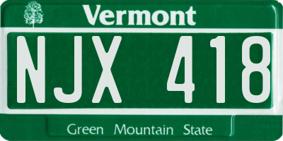 VT license plate NJX418