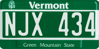 VT license plate NJX434