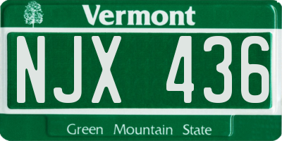 VT license plate NJX436