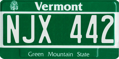 VT license plate NJX442