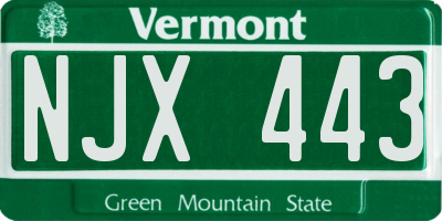 VT license plate NJX443