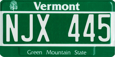 VT license plate NJX445