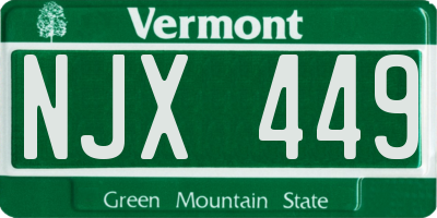 VT license plate NJX449