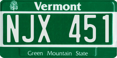 VT license plate NJX451