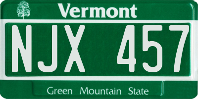 VT license plate NJX457