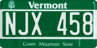 VT license plate NJX458