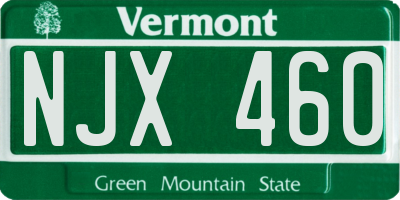 VT license plate NJX460