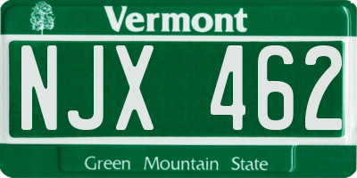 VT license plate NJX462