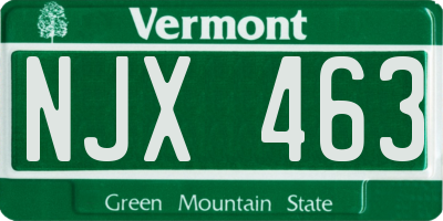 VT license plate NJX463